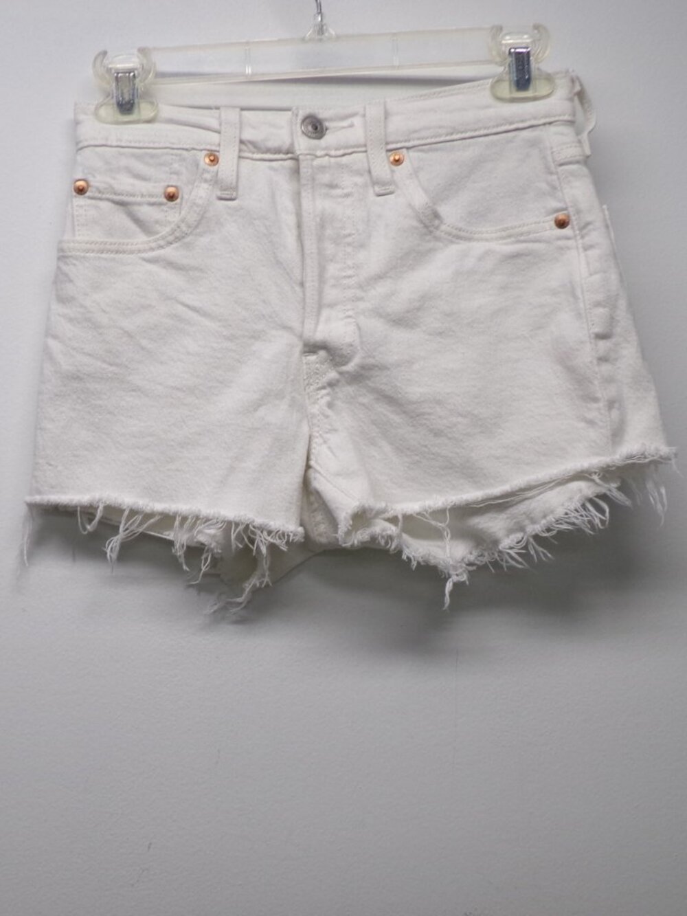 Levi's 501 Original Shorts Button Fly BIG E Red Tab Frayed Hem Denim Short sz 24